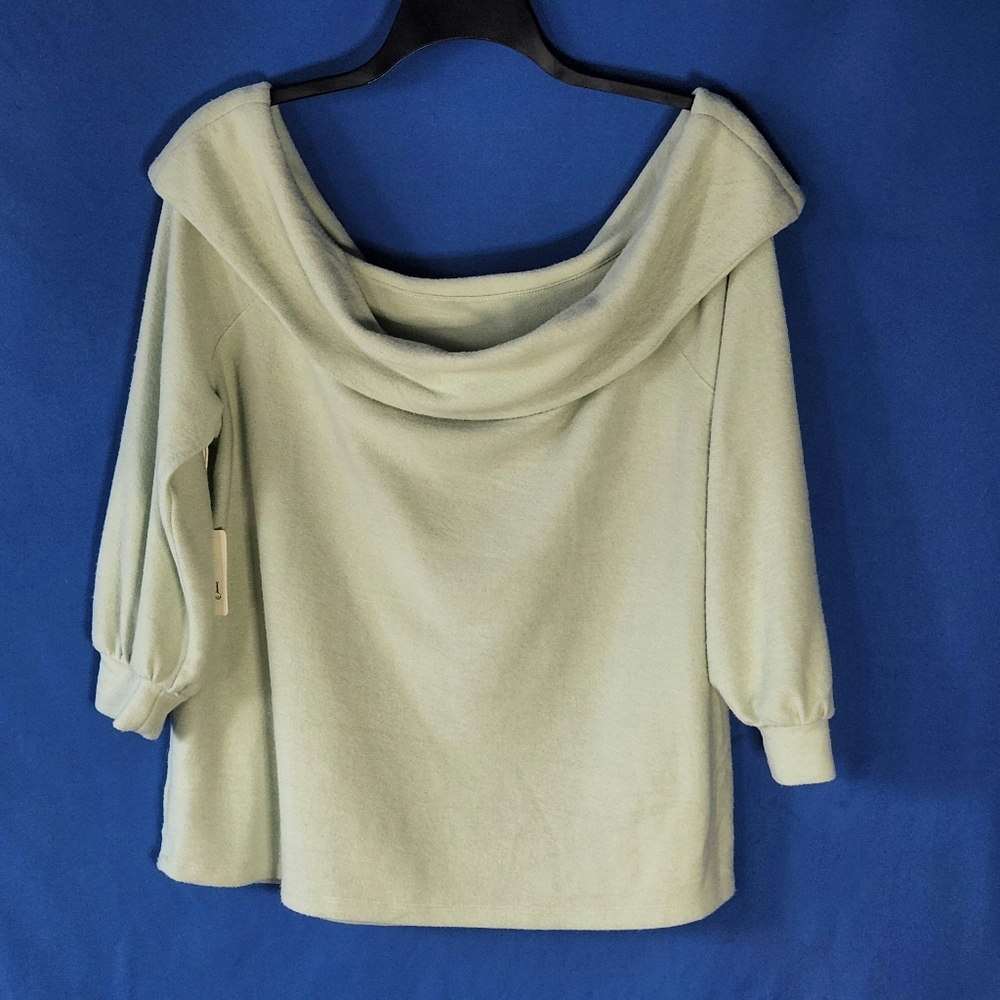 a.n.a. Off-The-Shoulder Sweater In Refreshing Sea Mint Relaxed Fit - Picture 2 of 8